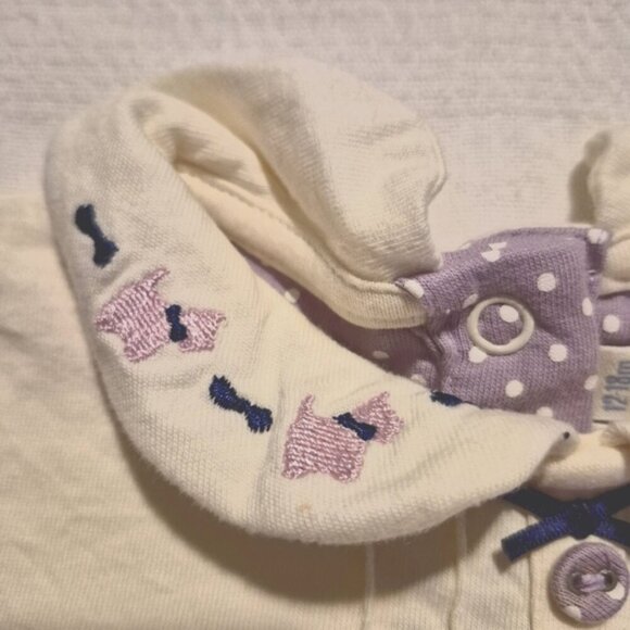 Jojo Maman Bébé girls size 12-18 months cream Peter Pan collar long sleeve shirt - Picture 3 of 6